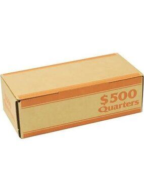 500 Quarters Coin Box - 1-Compartment Kraft/Orange, 50 Pack for Easy Cash
